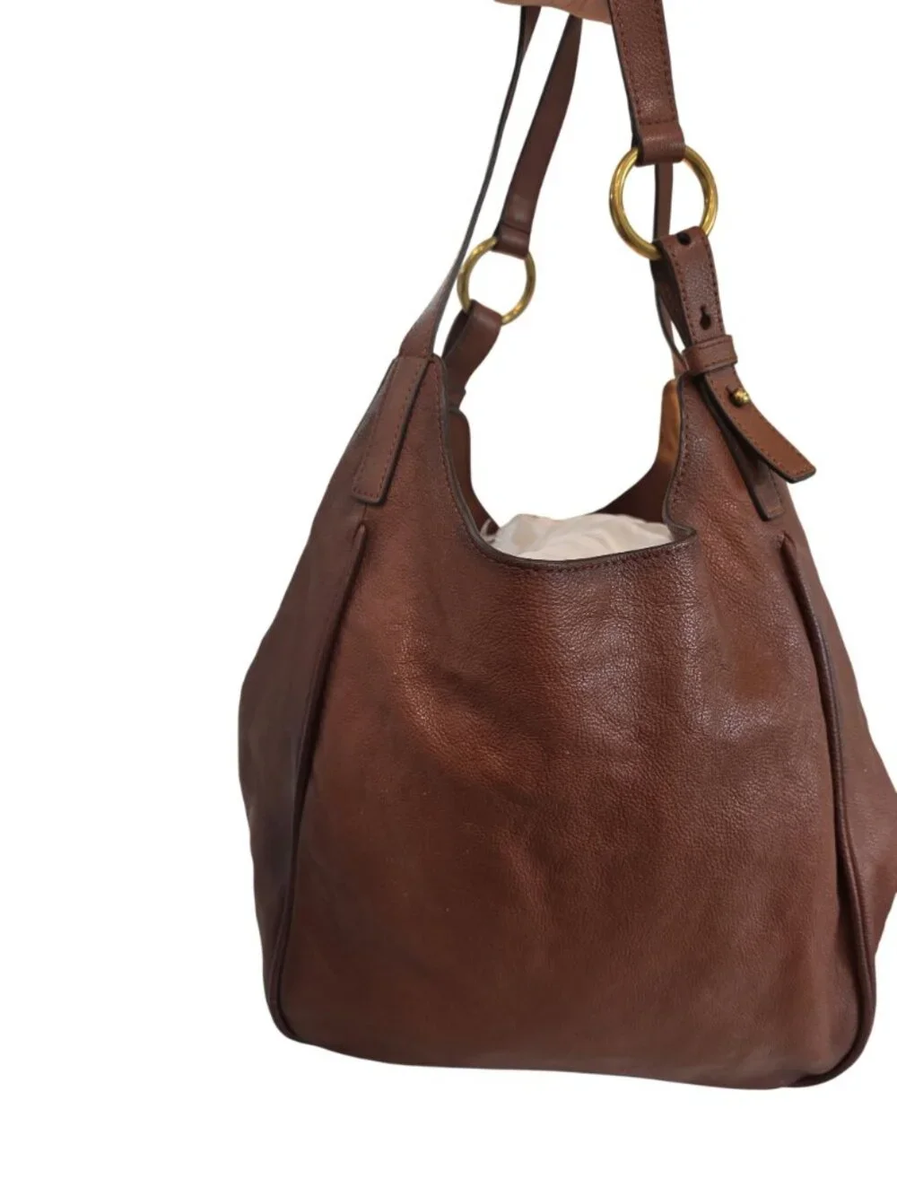 Frye Madison Cognac Leather Shoulder Hobo Bag Magnetic Closure Gold Hardware